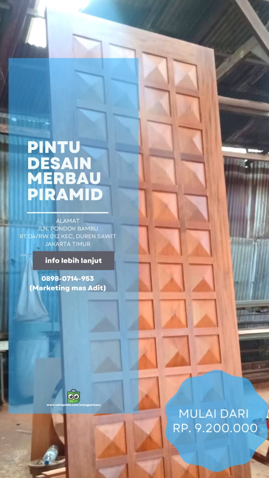 PINTU MERBAU PIRAMID Uk.90 x 120